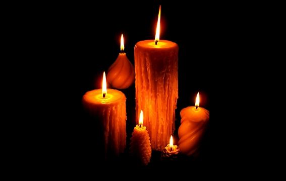 Beeswax candles burning